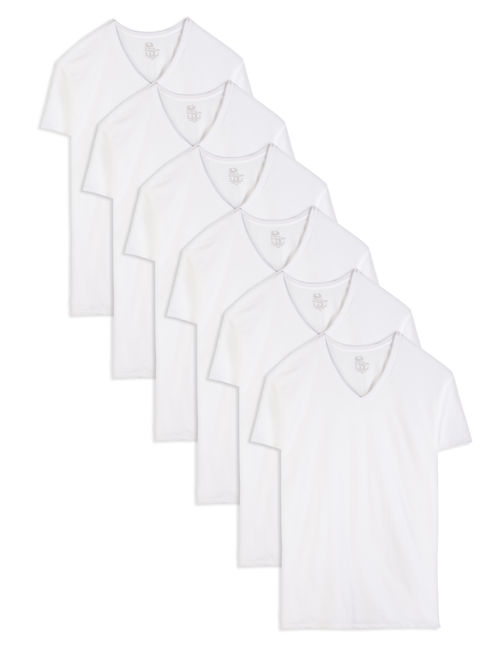 Fruit of the Loom Tall Men's Classic White V-Neck T-Shirts, 6 Pack
