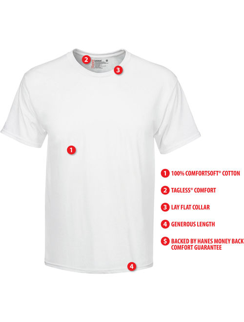 Hanes Mens SUPER VALUE 10-Pack ComfortSoft White Crew Neck T-Shirt