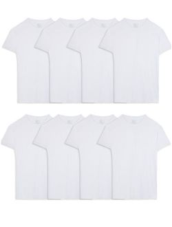 Men's Active Cotton Blend White Crew T-Shirts, 8 Pack
