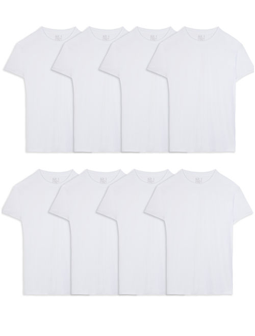 Fruit of the Loom Men's Active Cotton Blend White Crew T-Shirts, 8 Pack