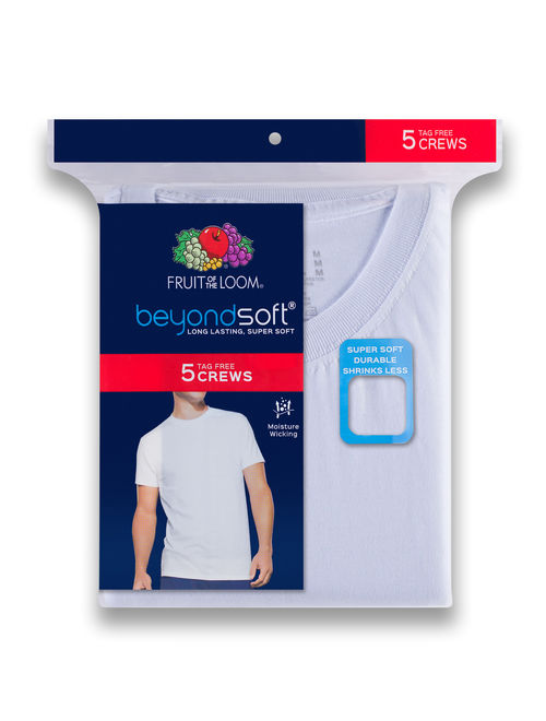Fruit of the Loom Men's Beyondsoft White Crew T-Shirts, 5 Pack