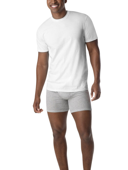 Hanes Mens' White Crew Neck T-Shirt, 6 + 1 Bonus Pack