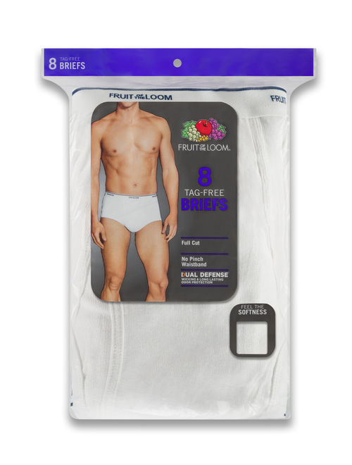 Fruit of the Loom Big Men's Dual Defense Classic White Briefs, Extended Sizes, Value 8 Pack