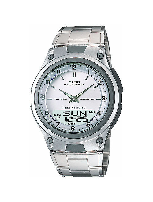 Casio Men's Databank Sport Watch, White Dial AW80D-7AV
