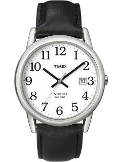 Men's Easy Reader Date 35mm Black/Silver Leather Strap Watch