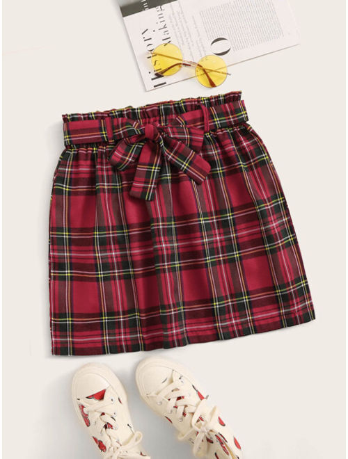 Shein Self Tie Tartan Plaid Mini Skirt
