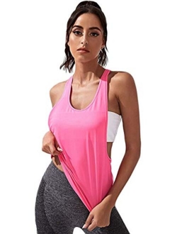 Women's Sleeveless Flowy Loose Fit Racerback Yoga Workout Tank Top
