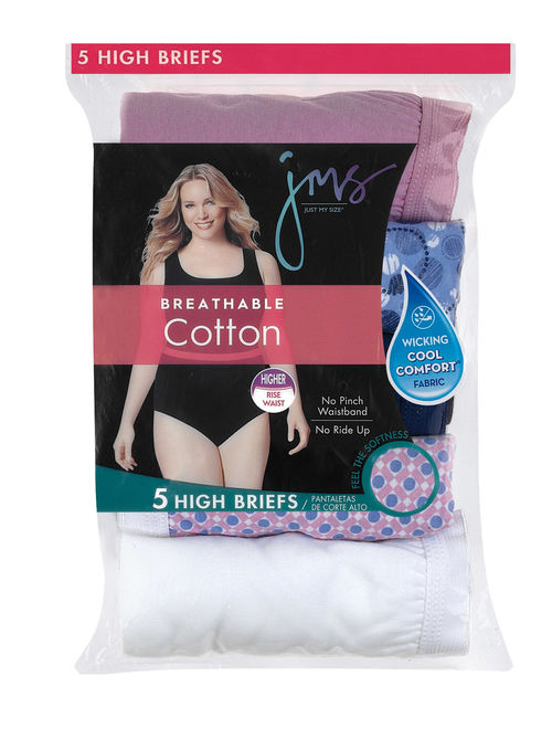 Just my size women's plus high-waist cotton brief panties 5-pack