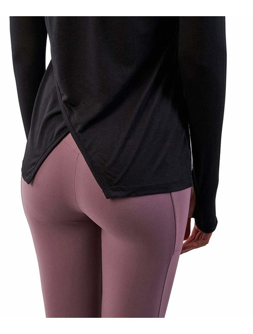 Bestisun Women's Workout Long Sleeve Shirts Activewear Exercise Tops Yoga Sports Clothes with Thumb Holes