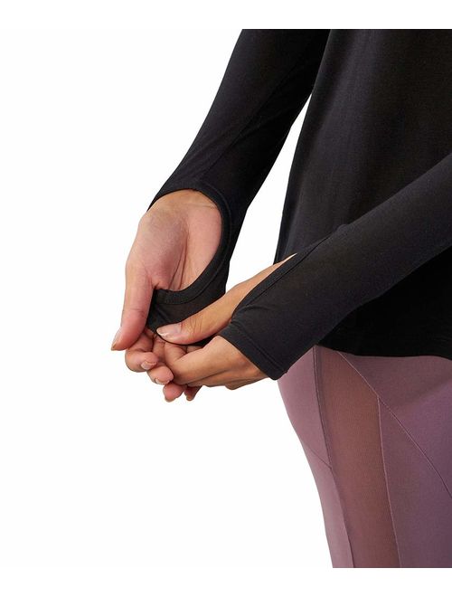 Bestisun Women's Workout Long Sleeve Shirts Activewear Exercise Tops Yoga Sports Clothes with Thumb Holes