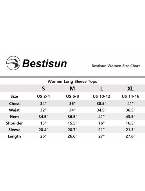Bestisun Women's Workout Long Sleeve Shirts Activewear Exercise Tops Yoga Sports Clothes with Thumb Holes