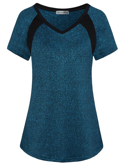 MISS FORTUNE Women's Yoga Tops Dri Fit Cool Activewear Workout T-Shirt