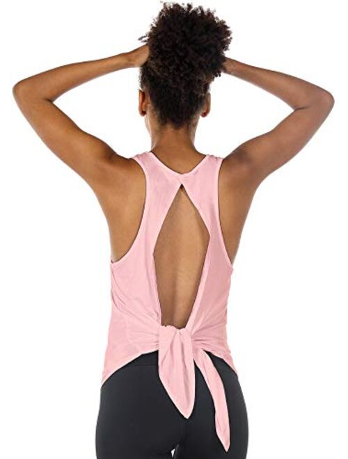 icyzone Open Back Workout Tops for Women - Athletic Activewear Shirts Exercise Yoga Tank Tops