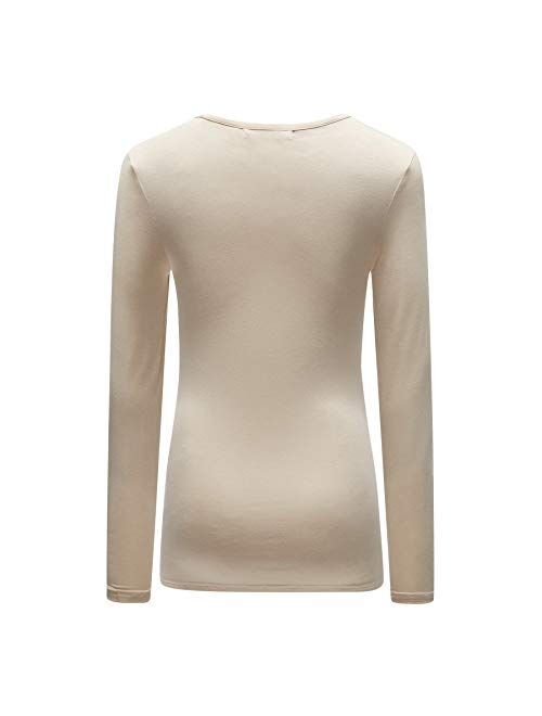 OThread & Co Women's Long Sleeve T-Shirt V-Neck Basic Layer Stretchy Shirts