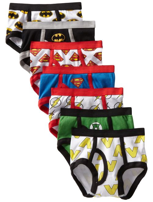 DC Comics Handcraft Little Boys' Justice League Logo Brief (Pack of 7), Assorted, 2T/3T