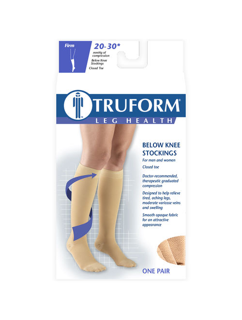 Truform Stockings, Knee High, Closed Toe: 20-30 mmHg, Beige, Small