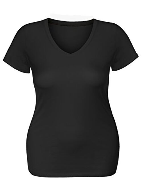Emmalise Women's Short Sleeve T Shirt V Neck Tee Junior and Plus Sizes