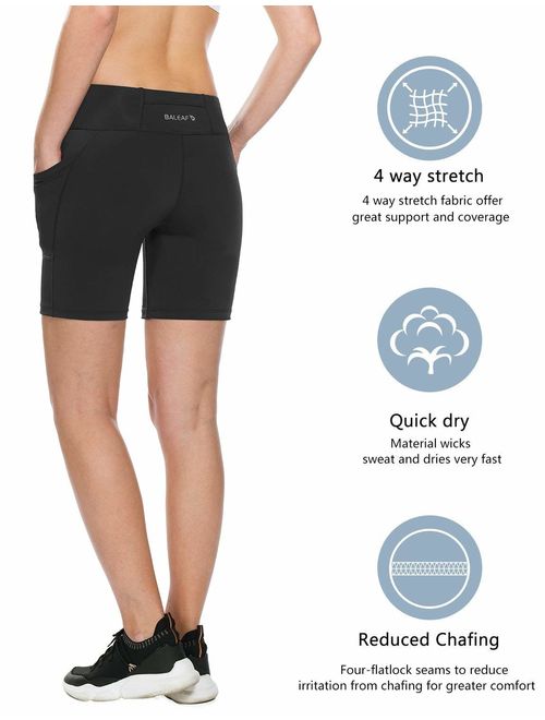 BALEAF Women's 7 Inches Compression Running Shorts Spandex Workout Shorts Pocket