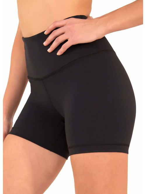 90 Degree By Reflex High Waist Power Flex Yoga Shorts - Tummy Control Biker Shorts for Women 2 Pack