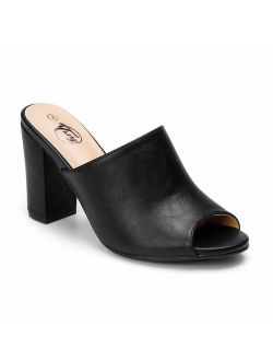 Trary Women's Chunky High Heel Mules Peep Toe Slide Sandals