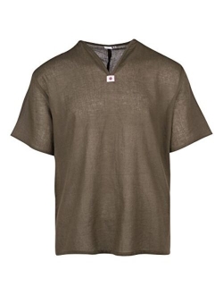LOFBAZ Men's T-Shirt 100% Cotton Beach Hippie Shirt V-Neck Yoga Tunic Top