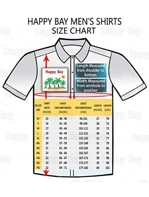 HAPPY BAY Men's Relaxed Beach Button Down Short Sleeve Hawaiian Shirt 3D Printed