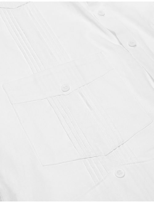 COOFANDY Men's Long Sleeve Guayabera Cuban Shirt Casual Button Down Cotton Linen Shirt