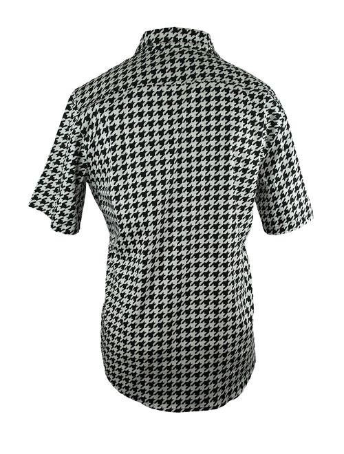 Men's Houndstooth Shirt | Short Sleeve Button Down Shirt for Men | Black and White Dress Shirt for Your Loved Ones.
