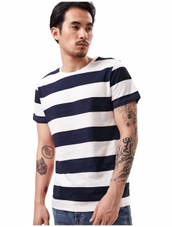 Zbrandy Wide Striped T Shirt for Men Sailor Tee Red White Black Navy Stripes Top Basic