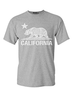 Shop4Ever California Distressed White Bear T-Shirt Cali Shirts