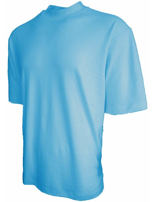 Good Life 100% Cotton Mock Turtleneck Shirt Short Sleeved Pre-Shrunk 4 Colors