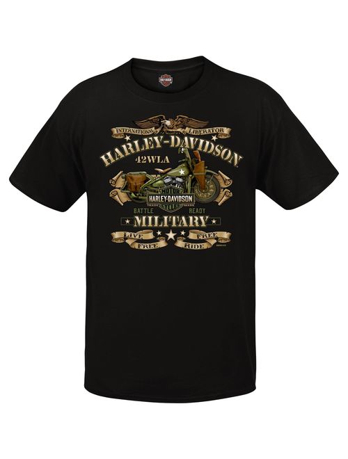 Harley Davidson Harley-Davidson Military - Men's Graphic Short Sleeve Crew Neck T-Shirt - Overseas Tour | War Bike