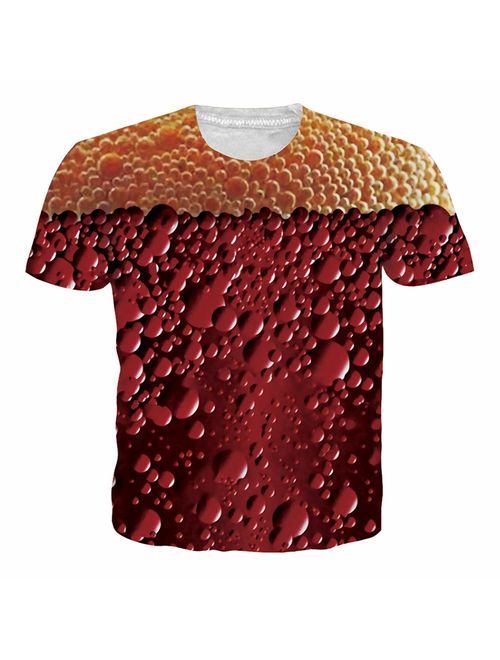 uideazone Unisex 3D Creative Print Short Sleeve T-Shirt Casual Graphic Tees