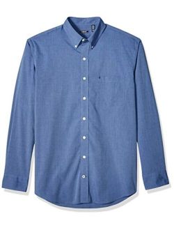 Men's Big and Tall Button Down Long Sleeve Stretch Performance Solid Shirt