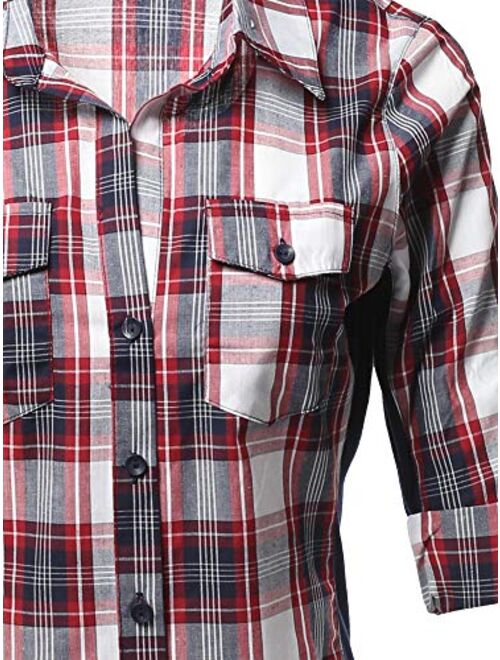 Made by Emma Women's Junior Fit Basic Button Closure Roll Up Sleeves Chest Pocket Denim Chambray