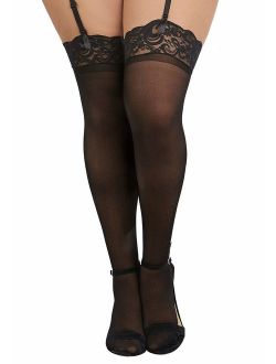 Dreamgirl Women's Plus-Size Lace Top Sheer Thigh-High Stockings