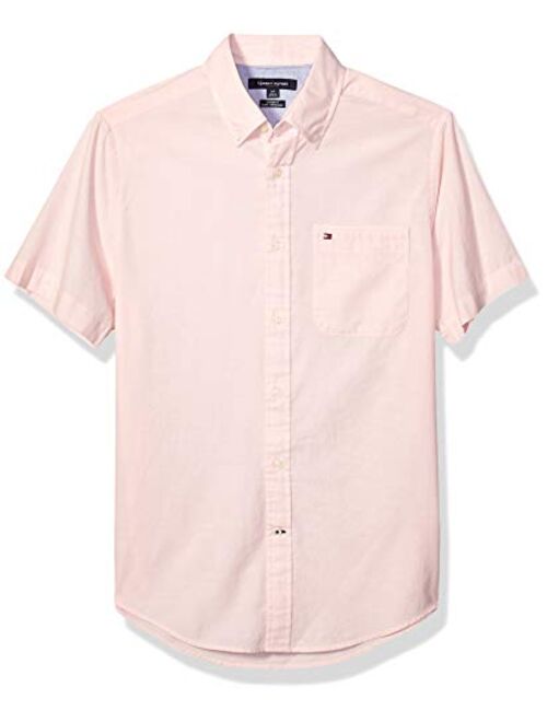 RRP £89 Blue Tommy Hilfiger Men’s Custom Fit Casual Short Sleeve Shirt