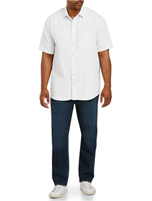 Amazon Essentials Men's Big and Tall Short-Sleeve Linen Cotton Shirt fit by DXL