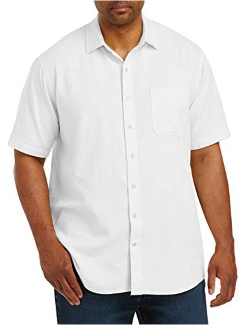 Amazon Essentials Men's Big and Tall Short-Sleeve Linen Cotton Shirt fit by DXL
