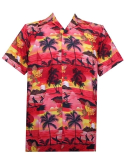 Hawaiian Shirts for Mens Allover Parrot Camp Party Aloha Holiday Beach Short Sleeve