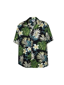 Tropical Floral Monstera and Plumeria Hawaiian Shirt