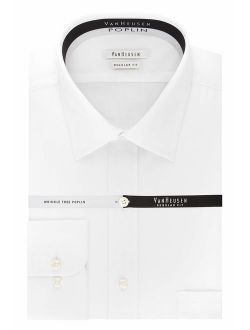 Men's Regular Fit Poplin Solid Spread Collar Dress Shirt