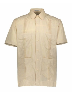 Gentlemens Collection Mens Short Sleeve Linen Look Guayabera Shirt