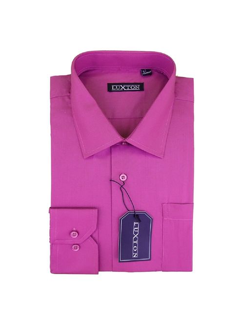 Luxton Mens Dress Shirts Mens Slim Fit Long Sleeve Cotton Poly Casual and Formal Shirts