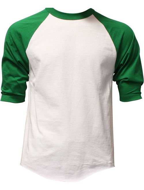 Shaka Wear Mens Baseball T Shirts Raglan 3/4 Sleeves Tee Cotton Jersey S-5Xl