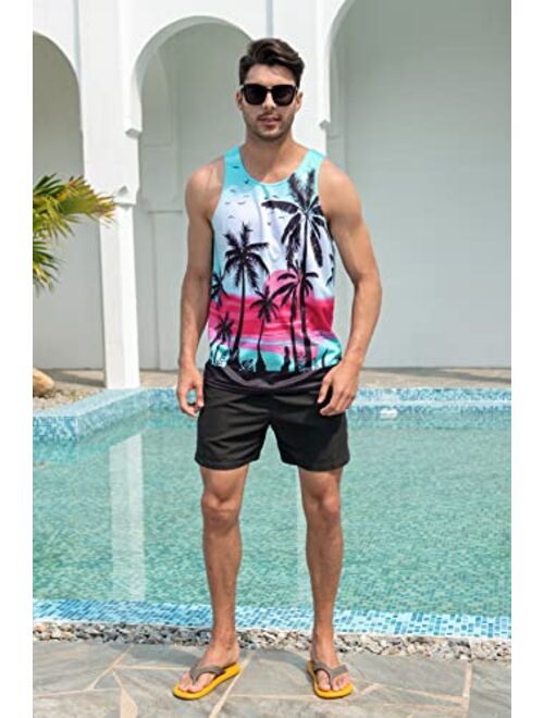 uideazone Mens Beach Tank Top Summer 3D Graphic Quick Dry Sleeveless Tee Shirt Gym Workout Tanks