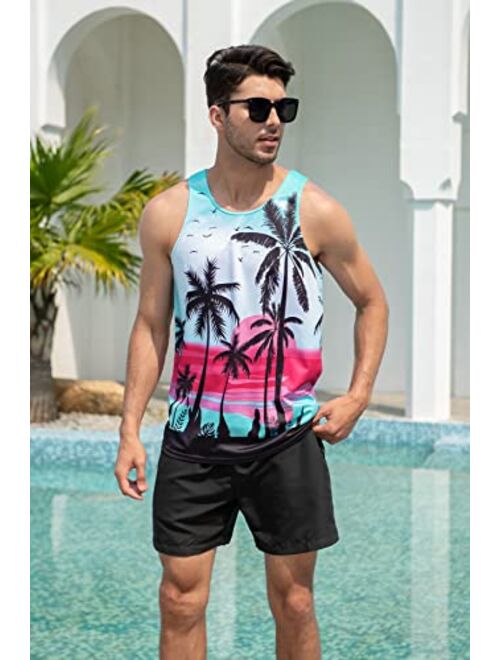 uideazone Mens Beach Tank Top Summer 3D Graphic Quick Dry Sleeveless Tee Shirt Gym Workout Tanks