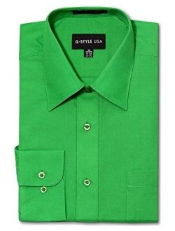 G-Style USA Men's Regular Fit Long Sleeve Solid Color Dress Shirts