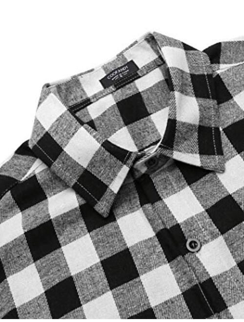 COOFANDY Unisex Christmas Button Down Regular Fit Long Sleeve Plaid Casual Shirts