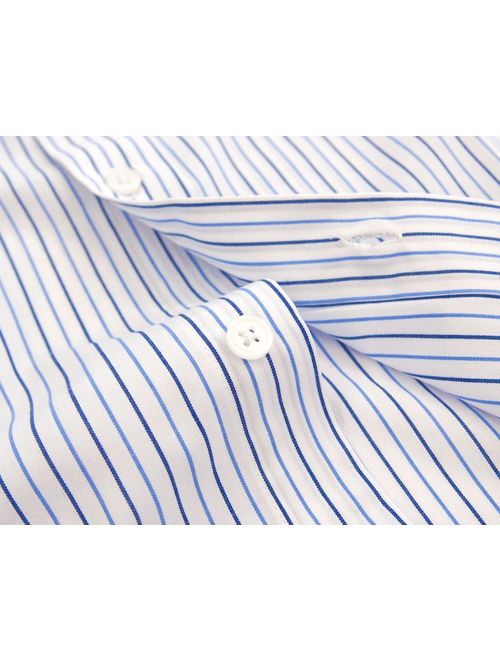 Labiyeur Men's Slim Fit Spread Collar French Cuff Long Sleeve Formal Dress Shirt